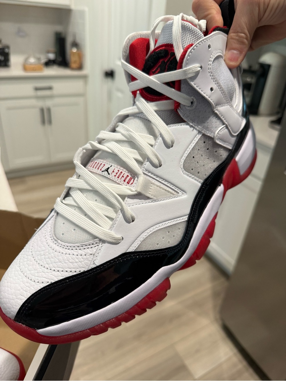 Nike Jordan Men's White Black Red High-Top Basketball Shoes